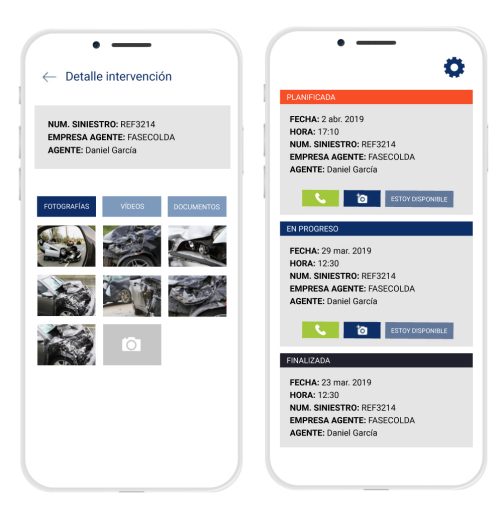Fotos y estado de siniestros app seguros Fotos y estado de siniestros app seguros